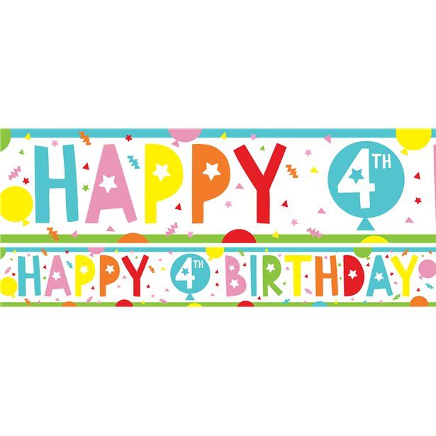 4th Birthday Paper Banners - 1m (3pk)