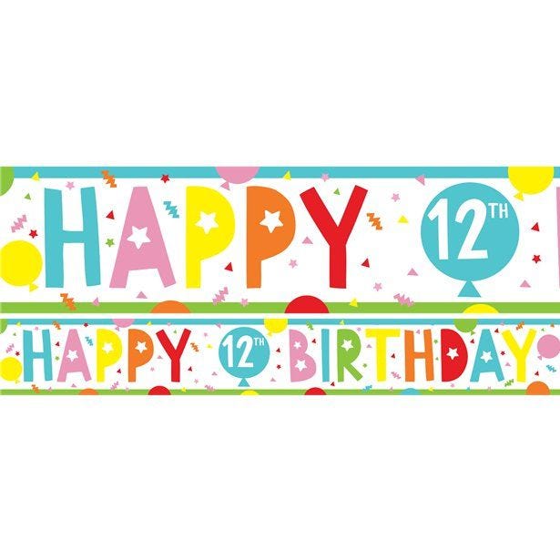 12th Birthday Paper Banners - 1m (3pk)