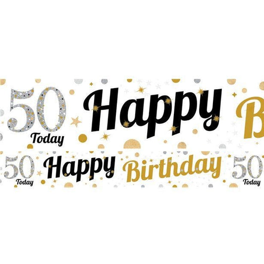 50th Birthday Paper Banners - 1m (3pk)