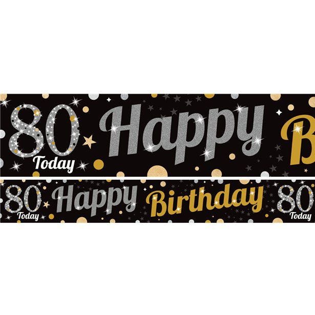 80th Birthday Paper Banners - 1m (3pk)