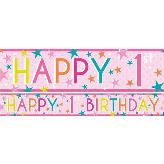 Girls 1st Birthday Paper Banners - 1m (3pk)