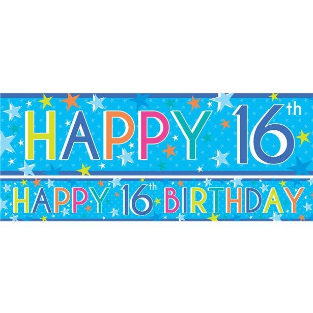 Boys 16th Birthday Paper Banners - 1m (3pk)