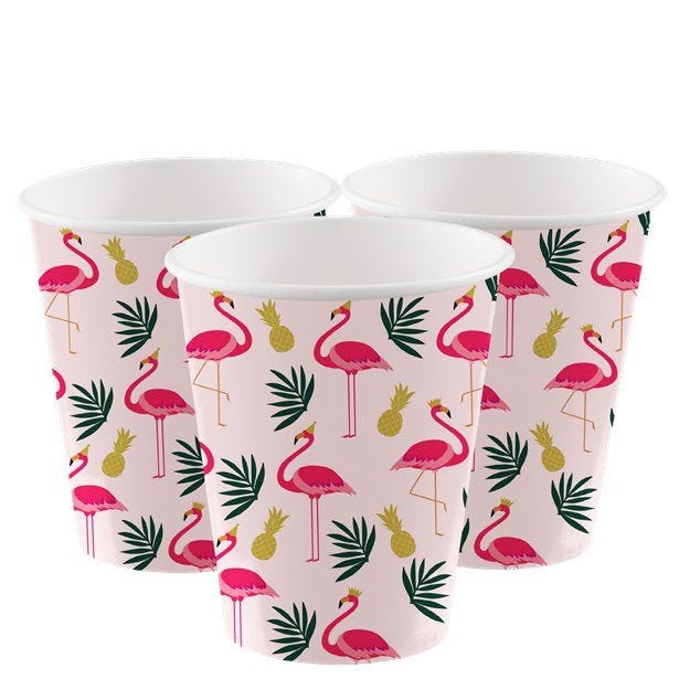 Tropical Flamingo Paper Cups - 250ml (8pk)