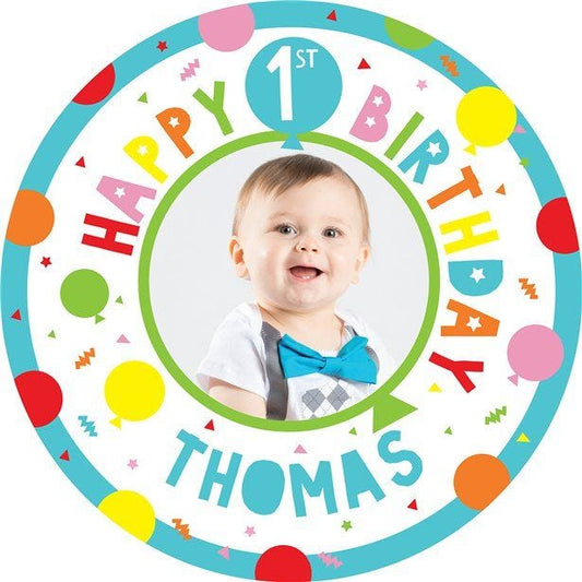 1st Birthday Boy Balloons Personalised Balloon - One Sided Uninflated - 18" Foil