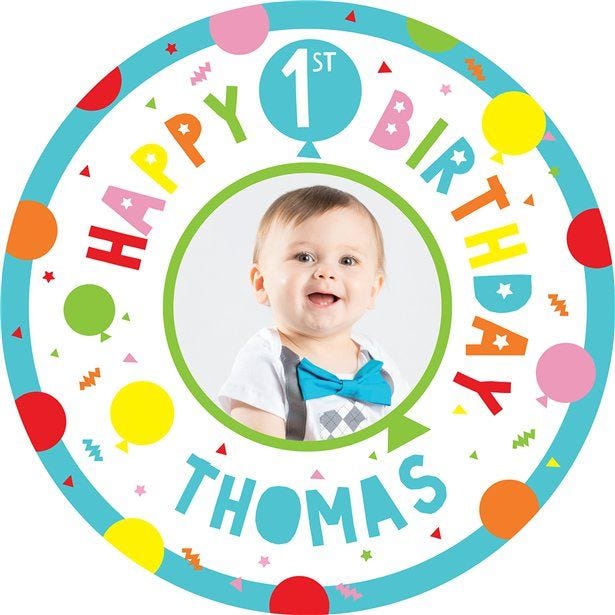 1st Birthday Boy Personalised Balloon - One Sided Uninflated - 18" Foil