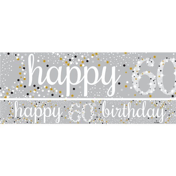 Happy 60th Birthday Celebration Paper Banners - 1m (3pk)