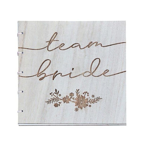 Boho Wooden Team Bride Hen Party Guest Book