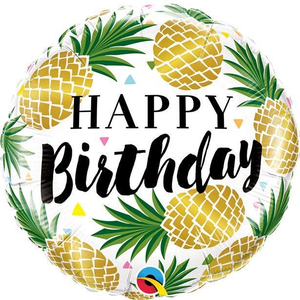 Birthday Golden Pineapples Foil Balloon - 18" Balloon