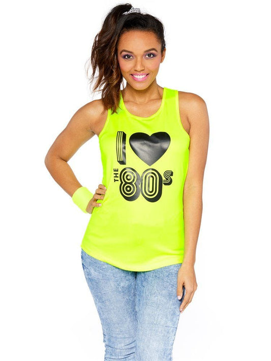 I Love the 80s Yellow Vest Top - Adult Costume