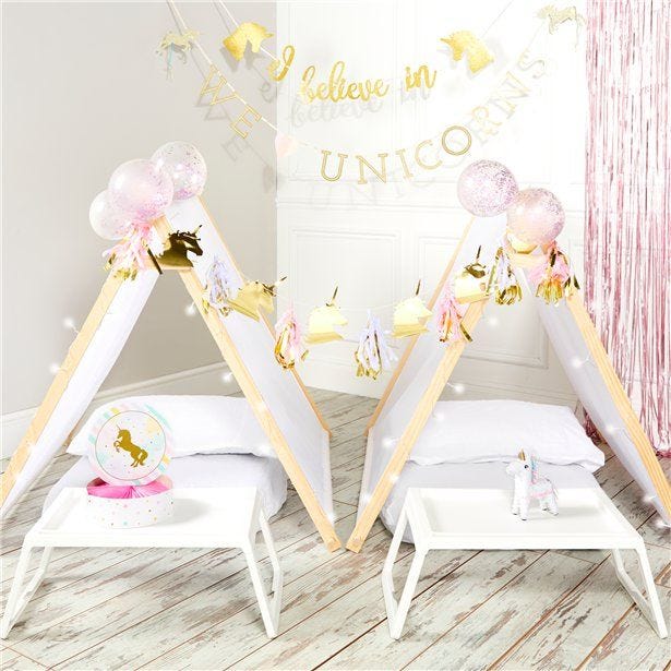 Unicorn Party Sleepover Tent Kit for 2