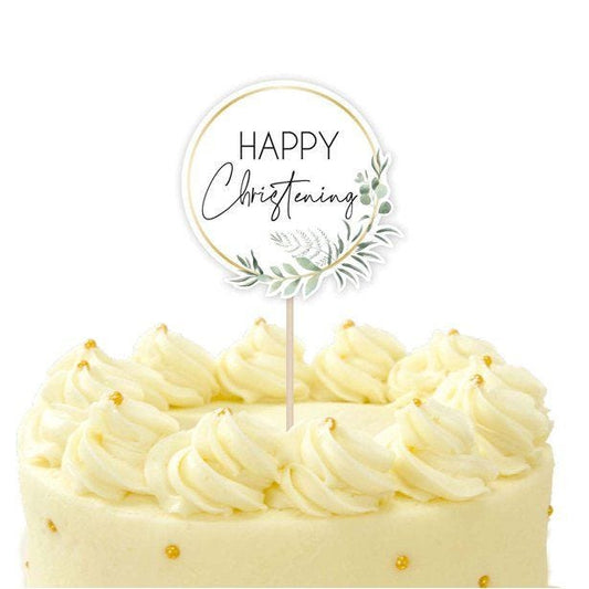 Botanical Celebration Christening  Card Cake Topper