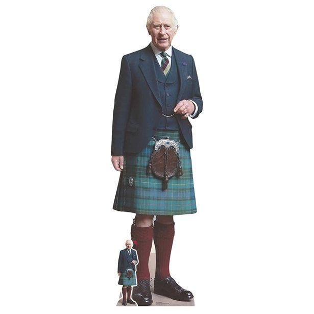 King Charles Kilt Cardboard Cutout - 180cm x 55cm