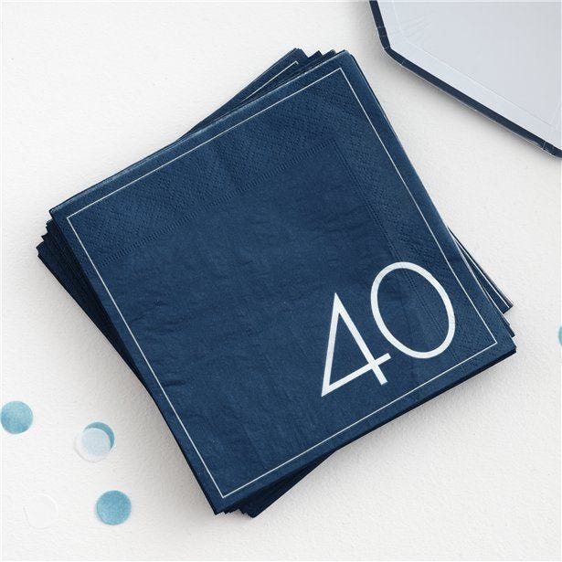 Mix It Up Blue 40th Paper Napkins - 33cm (16pk)