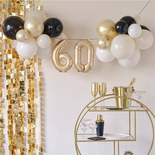 Champagne Noir 60th Balloon Bunting Kit