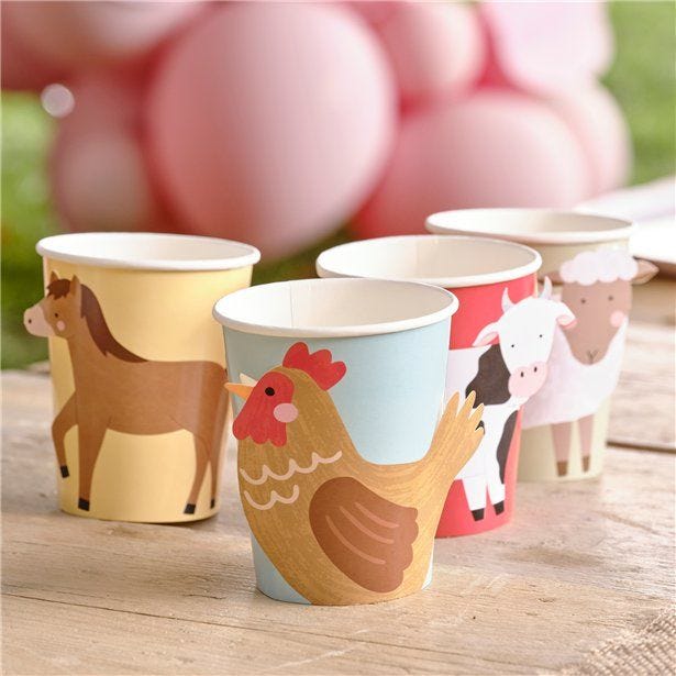 Farm Friends Paper Cups - 266ml (8pk)