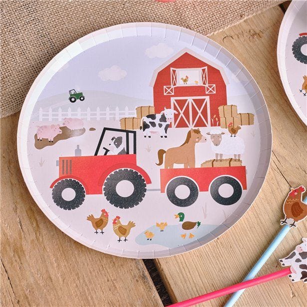 Farm Friends Paper Plates - 25cm (8pk)