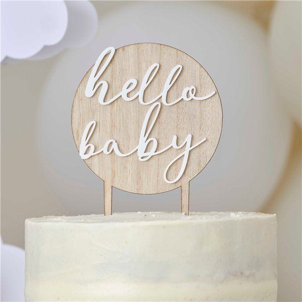 Hello Baby Wooden Cake Topper