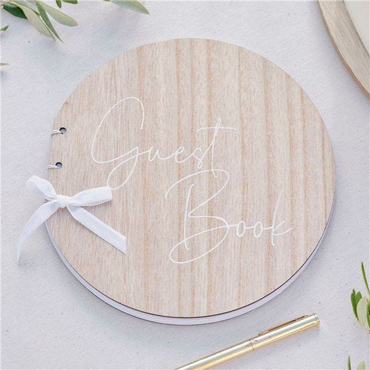 Secret Garden Round Wooden Guest Book