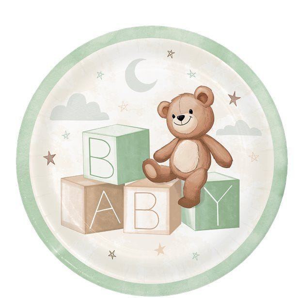 Teddy Bear Paper Plates - 23cm (8pk)