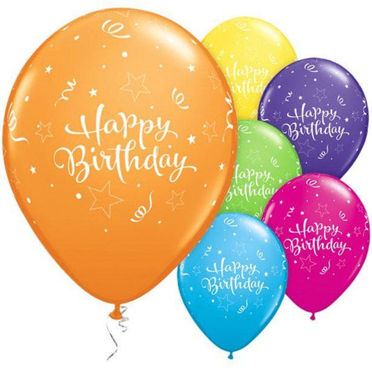 Shining Star Happy Birthday Balloons - 11" Latex (6pk)