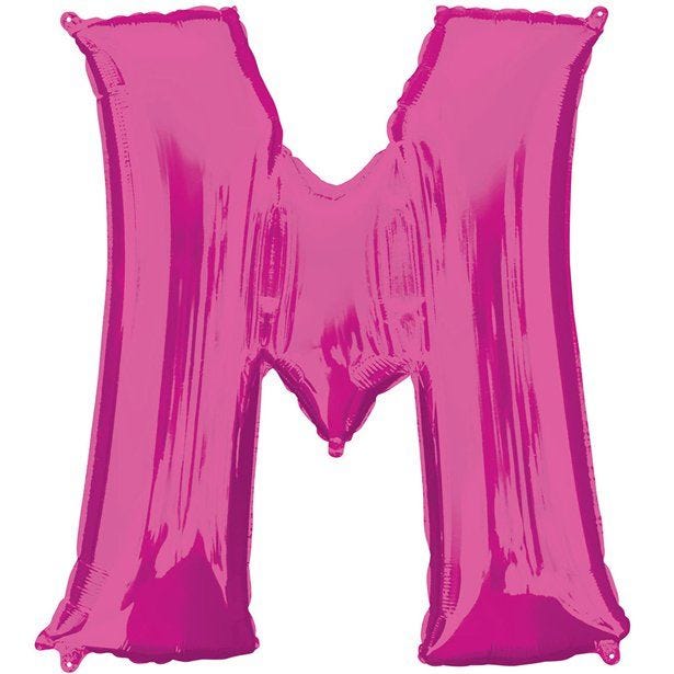 Pink Letter M Air Filled Balloon - 16" Foil