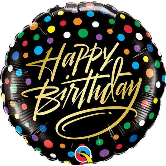 Happy Birthday' Gold Script & Dots Foil Balloon - 18" Foil