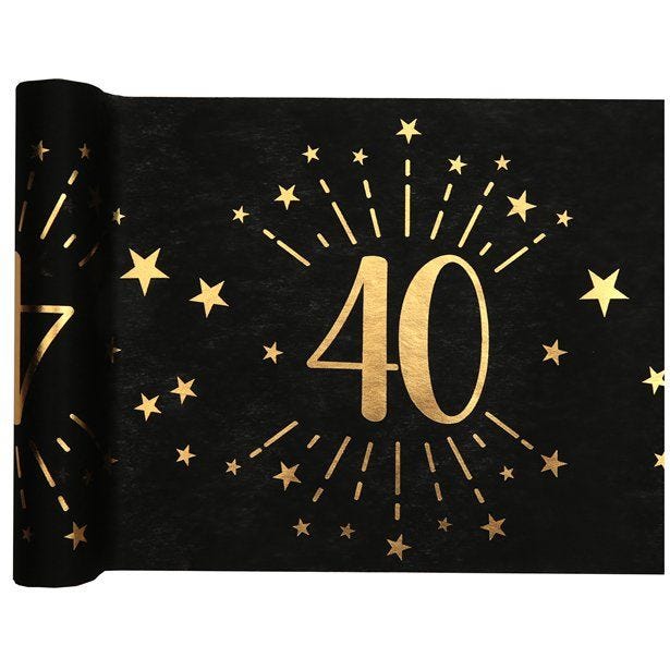 40th Black Metallic Fabric Table Runner - 5m