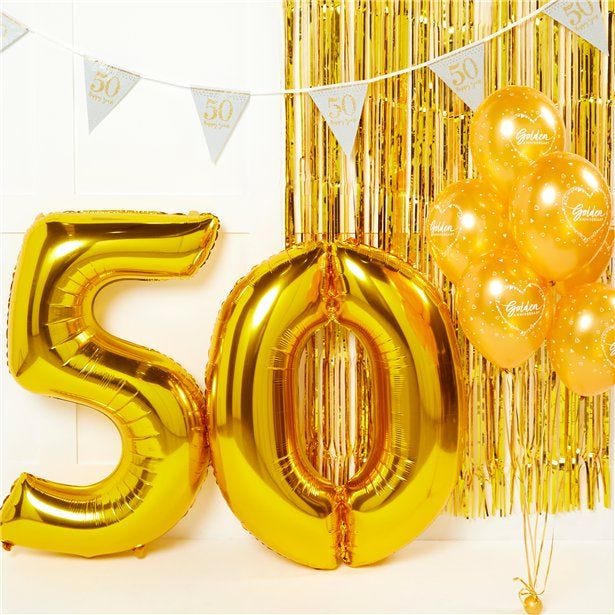 50th Gold Wedding Anniversary Decorating Kit