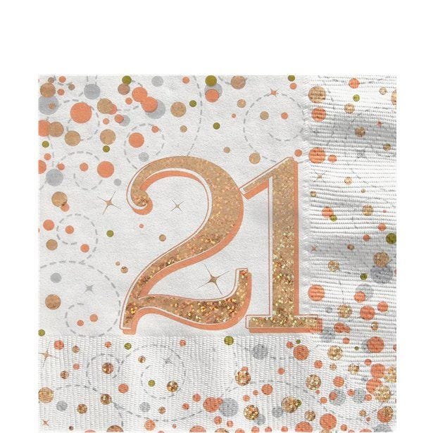 Sparkling Fizz Happy 21st Birthday Napkins - 33cm (16pk)