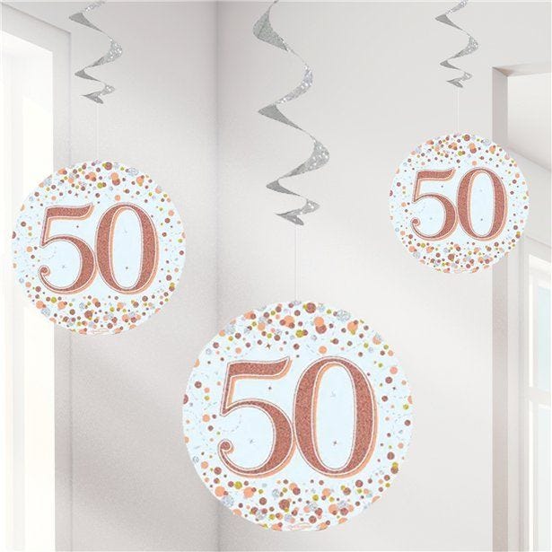 Sparkling Fizz 50th Hanging Swirls (6pk)