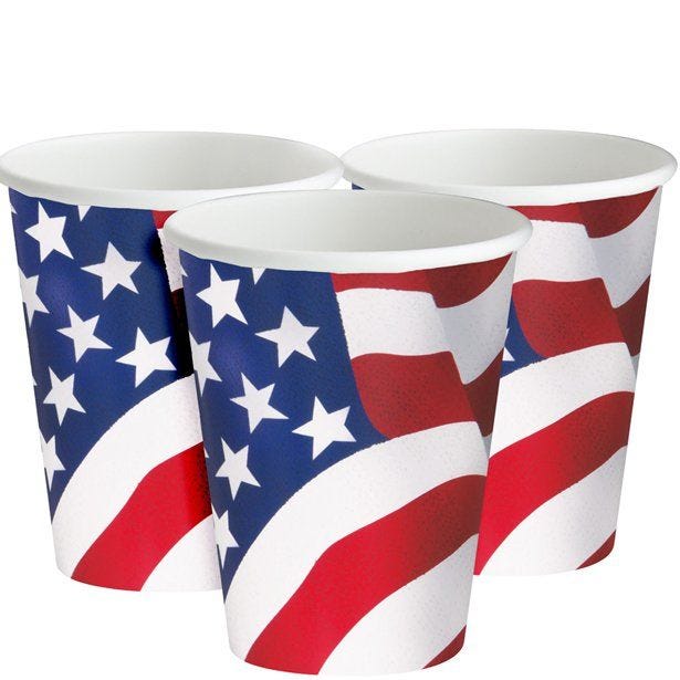 USA American Flag Paper Cups - 255ml (8pk)