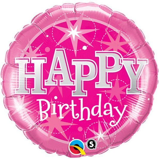 Happy Birthday Pink Sparkle Balloon - 18" Foil