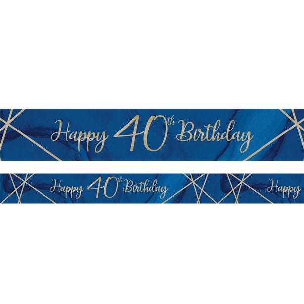 Navy & Gold Geode 'Happy 40th Birthday' Foil Banner - 2.74m