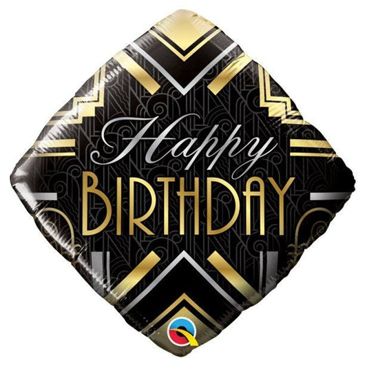 Happy Birthday' Art Deco Balloon - 18" Foil