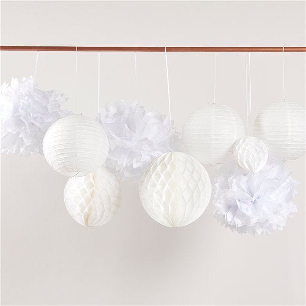 White Paper Hanging Decorating Kit