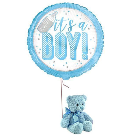 Blue Bear & It's A Boy Balloon - Delivered Inflated