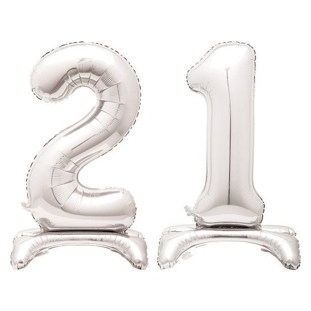 Silver 21 Standing Balloon Kit - 30" Foil