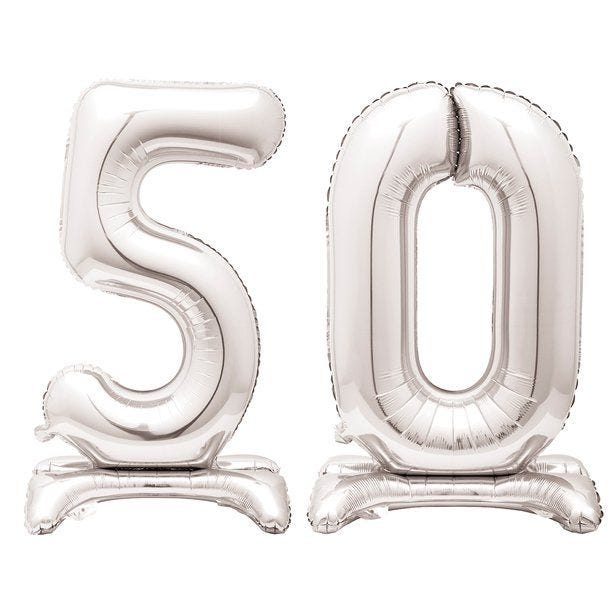 Silver 50 Standing Balloon Kit - 30" Foil