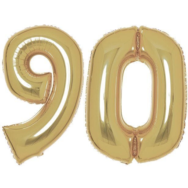 Age 90 White Gold Foil Balloon Kit - 34"