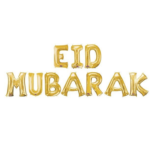 Eid Mubarak' Gold Foil Balloon Kit - 16"