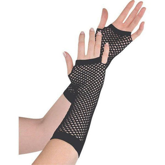 Long Black Fishnet Gloves