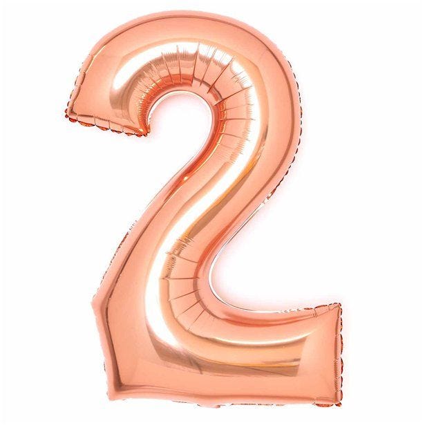 Number 2 Rose Copper Foil Balloon - 34"