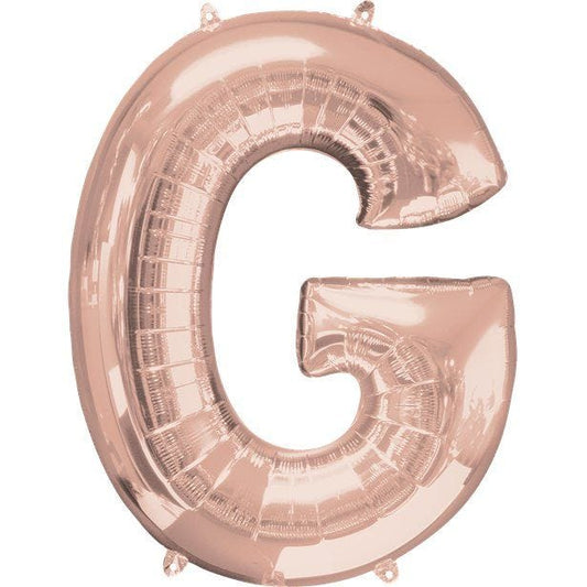 Rose Gold Letter G Air Filled Balloon - 16" Foil