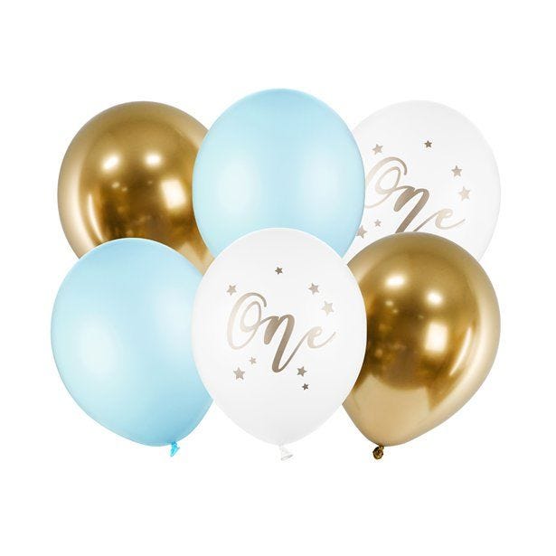 Pastel Blue Age 1 Balloon Bundle - 12" Latex (6pk)