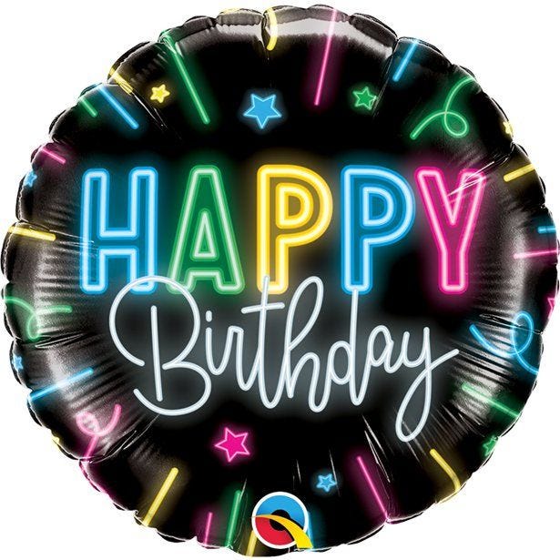 Happy Birthday Neon Glow - 18" Foil