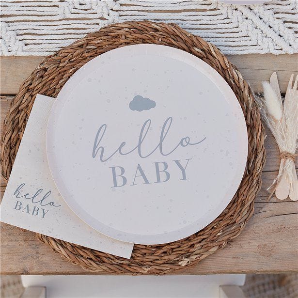 Hello Baby Eco Paper Plates - 25cm (8pk)