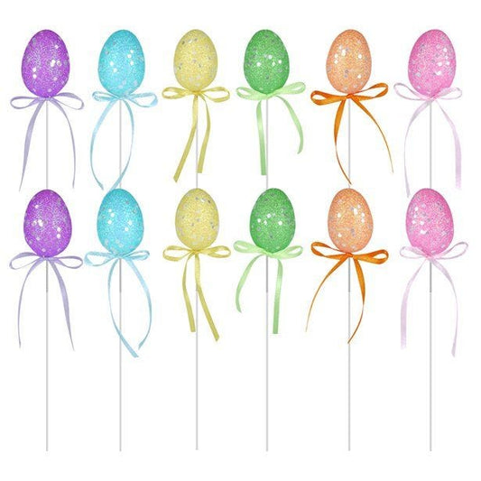 Glittery Easter Egg Picks - 21cm (12pk)