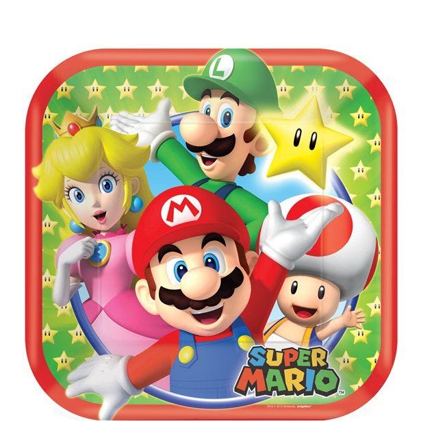 Super Mario Paper Plates - 17cm (8pk)