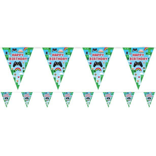 Holographic Gaming Happy Birthday Bunting - 3.9m