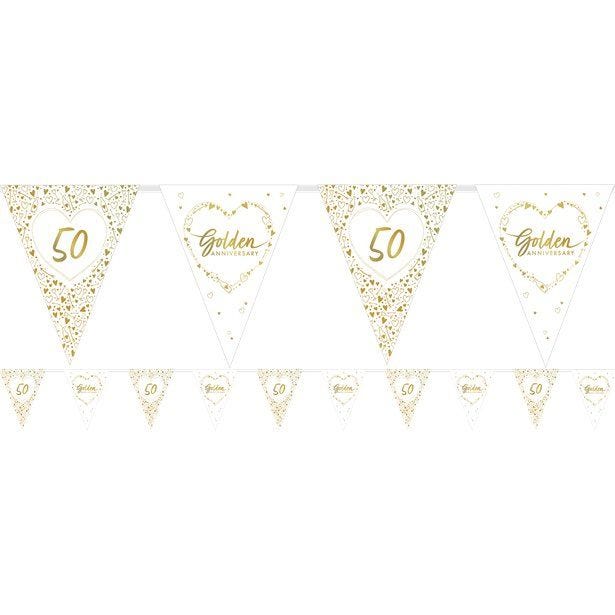 50th Golden Wedding Anniversary Flag Bunting - 3.7m